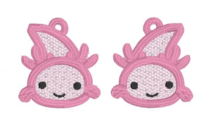 Boucles d’oreilles Axolotl Mud Puppy FSL - Boucles d’oreilles en dentelle autoportantes In the Hoop