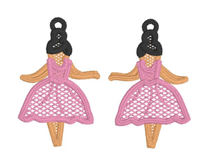 Ballerina FSL Earrings- In the Hoop Freestanding Lace Earrings