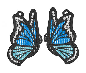 Blue Morpho FSL Earrings - In the Hoop Freestanding Lace Earrings