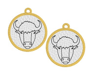 Buffalo Linework style FSL Earrings - In the Hoop Freestanding Lace Earrings
