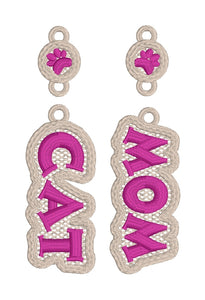 Cat Mom FSL Earrings In the Hoop Freestanding Lace Earrings