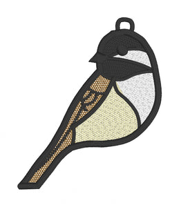 Chickadee Freestanding Lace (FSL) Suncatcher, Ornament, or Bookmark - In the Hoop Machine Embroidery Design File