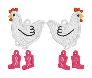 Botas de pollo cuelga pendientes FSL SET- En los pendientes de encaje independientes del aro
