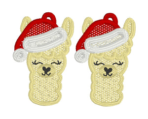 Boucles d’oreilles Christmas Alpaca FSL - Boucles d’oreilles en dentelle autoportantes In the Hoop