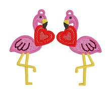Flamingo LOVE  FSL Earrings - In the Hoop Freestanding Lace Earrings