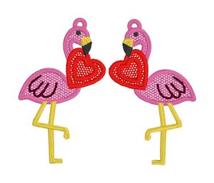 Flamingo LOVE  FSL Earrings - In the Hoop Freestanding Lace Earrings
