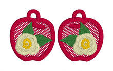 Pendientes florales de manzana FSL - Diseño de pendiente de encaje independiente - En el proyecto de bordado de aro