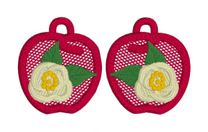 Floral Apple FSL Earrings - Freestanding Lace Earring Design - In the Hoop Embroidery Project