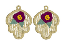 Floral Oak Leaf FSL Earrings - Freestanding Lace Earring Design - In the Hoop Embroidery Project