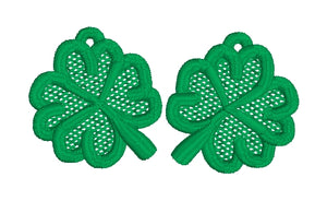 Four Leaf Clover FSL Earrings - In the Hoop Freestanding Lace Earrings