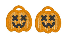 Jack O Lantern Trio Pumpkin Bucket FSL Earrings - Freestanding Lace Earring Design - In the Hoop Embroidery Project