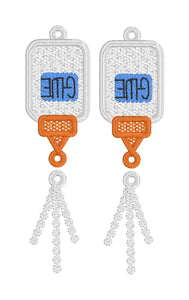 Glue and Glue Dangles FSL Earrings In the Hoop Freestanding Lace Earrings