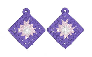 Granny Square FSL Earrings - TWO SIZES- In the Hoop Freestanding Lace Earrings