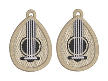 Guitar Teardrop 5 string FSL Earrings - In the Hoop Freestanding Lace Earrings