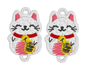 Lucky Cat FSL Earrings - In the Hoop Freestanding Lace Earrings