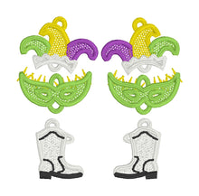 Mardi Gras Dangles FSL Earrings SET- In the Hoop Freestanding Lace Earrings