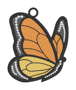 Monarch Butterfly Freestanding Lace (FSL) Suncatcher, Ornament, or Bookmark - In the Hoop Machine Embroidery Design File