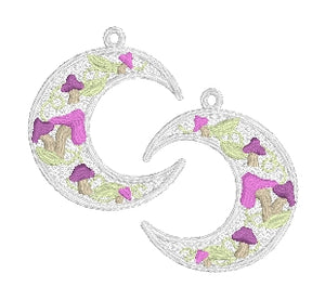 Mushroom Moon FSL Earrings - In the Hoop Freestanding Lace Earrings