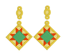 FSL North Star Quilt Block Dangle Earrings SET- In the Hoop Freestanding Lace Earrings