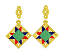 FSL North Star Quilt Block Dangle Earrings SET- In the Hoop Freestanding Lace Earrings