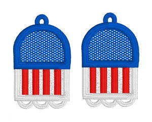 Patriotic FSL Earrings - In the Hoop Freestanding Lace Earrings