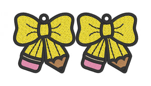 Pencil BOW FSL Earrings - In the Hoop Freestanding Lace Earrings