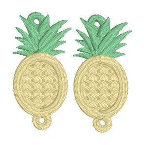 Pineapple Dangles FSL Earrings SET- In the Hoop Freestanding Lace Earrings