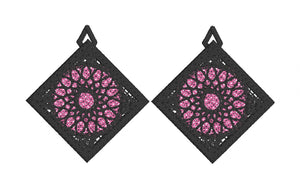 Rose Window Crochet Earrings - In the Hoop Freestanding Lace Earrings