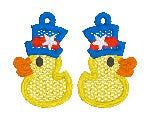 Rubber Ducky Americana  FSL Earrings - In the Hoop Freestanding Lace Earrings