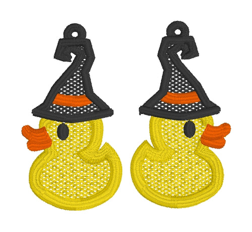 Rubber Ducky Halloween FSL Earrings - In the Hoop Freestanding Lace Earrings