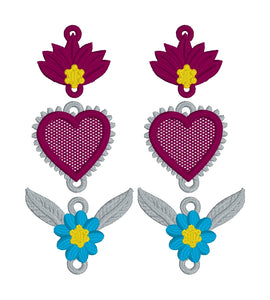 Boucles d’oreilles FSL Ribbon Wedge de sensibilisation - Boucles d’oreilles en dentelle autoportantes In the Hoop