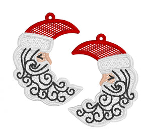 Boucles d’oreilles Santa Moon FSL - Boucles d’oreilles en dentelle autoportantes In the Hoop