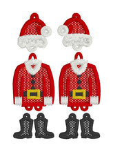Santa Suit Dangles FSL Earrings SET- In the Hoop Freestanding Lace Earrings