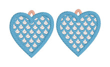 Sparkle Mermaid/Dragon Scale Hearts Earrings- In the Hoop Freestanding Lace Earrings