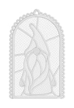 Vidrieras Gnome encaje independiente (FSL) Suncatcher, ornamento o marcador - en el archivo de diseño de bordado de la máquina de aro