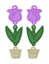 Tulip Pot Dangles FSL Earrings - In the Hoop Freestanding Lace Earrings