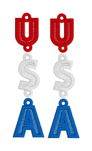 USA Dangle FSL Earrings - Freestanding Lace Earring Design - In the Hoop Embroidery Project