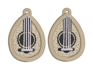 Boucles d’oreilles FSL Ukelele Teardrop 4 cordes - Boucles d’oreilles en dentelle autoportantes In the Hoop