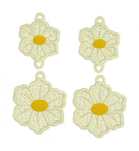 Flax Flower Dangles FSL Boucles d’oreilles SET- Dans les boucles d’oreilles en dentelle autoportantes Hoop