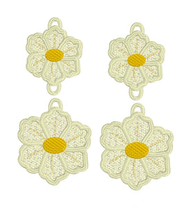 Flax Flower Dangles FSL Earrings SET- In the Hoop Freestanding Lace Earrings