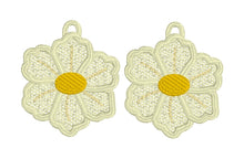 Flax Flower Dangles FSL Boucles d’oreilles SET- Dans les boucles d’oreilles en dentelle autoportantes Hoop