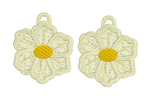 Flax Flower Dangles FSL Earrings SET- In the Hoop Freestanding Lace Earrings