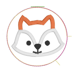 Fox Face Applique Fluffy Puff Design Set- In the Hoop Embroidery Design