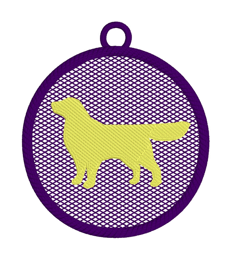 Golden Retriever Lace Ornament for 4x4 hoops