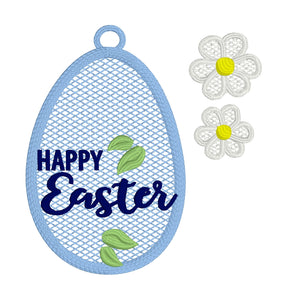 Happy Easter 3D Mylar Freestanding Lace Suncatcher or Bookmark for 4x4 Hoops