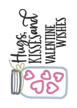 Abrazos, besos y deseos de San Valentín Diseños de apliques de tarro de masón - Tres tamaños 5x7, 6x10, 8x12