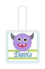Little Monster snap tab Bag Tag for 4x4 hoops