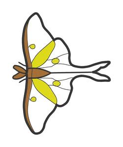 Luna Moth Applique Designs - Five Sizes 4x4, 5x7 wide, 5x7 long, 6x10, 8x12