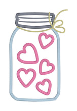 Hugs and Kisses and Valentine Wishes Mason Jar Applique Designs - Three Sizes 5x7, 6x10, 8x12