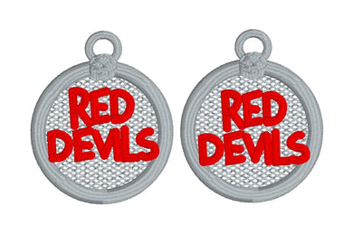 RED DEVILS FSL Earrings - In the Hoop Freestanding Lace Earrings